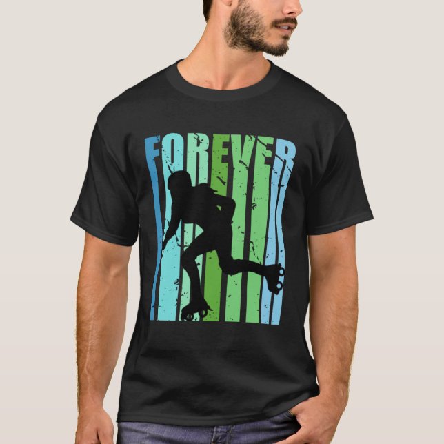 Girls Retro Forever Roller Skating Bday Roller Gir T Shirt (Framsida)