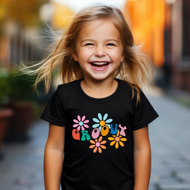 Girls Retro "Groovy" Basic T-Shirt (Skapare uppladdad)
