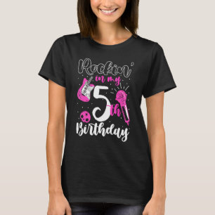 Girls Rockstar Birthday Rockstjärna Thmet Guitar 5 T Shirt