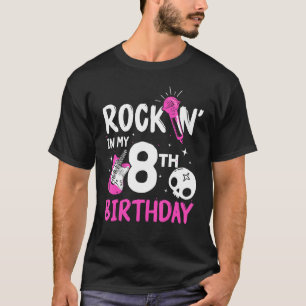 Girls Rockstar Birthday Rockstjärna Thmet Guitar 8 T Shirt