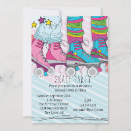 Girls Roller Skating Födelsedagsfest inbjudan