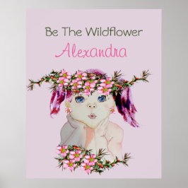 Girls Room Anpassningsbar Blommigt Rosa Lila Wildb Poster