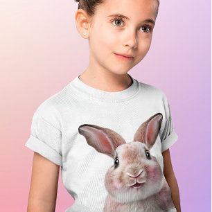 Girls Rosa Cute Funny Bunny Rabbit T Shirt