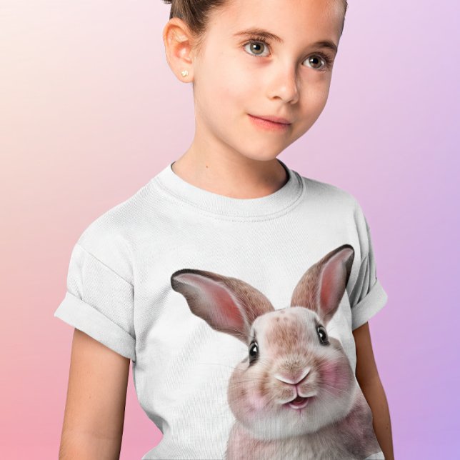 Girls Rosa Cute Funny Bunny Rabbit T Shirt (Skapare uppladdad)