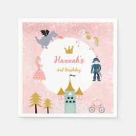 Girls Rosa Magic Princess Castle Birthday Pappersservett