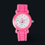 Girls Rosa Princess Castle och Krona Kids Armbandsur<br><div class="desc">De här vackra barnen har en rosa prinsessa-slott,  krona,  stjärnor,  hjärtan och blommor och kan vara personlig med dina flickor namn. Den perfekt rosans magiska gåva till ditt prins eller prinsessans älskande barn!</div>