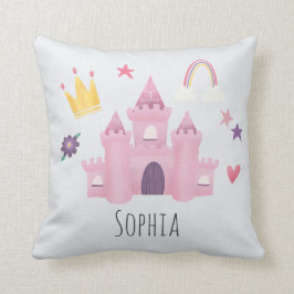 Girls Rosa Princess Castle och Krona Kids Nursery Kudde