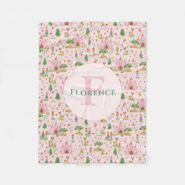 Girls Rosa Princess Fairytale Story Kids Monogram Fleecefilt