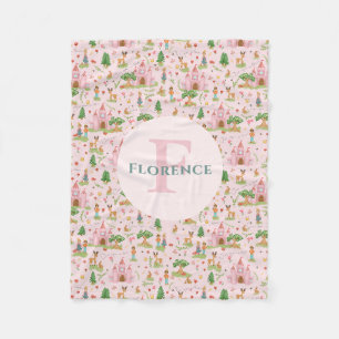 Girls Rosa Princess Fairytale Story Kids Monogram Fleecefilt