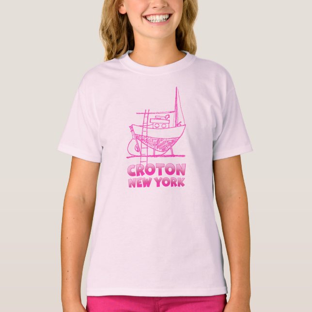 Girls Rosa Sailboat Tee Shirt, Croton-on-Hudson (Framsida)