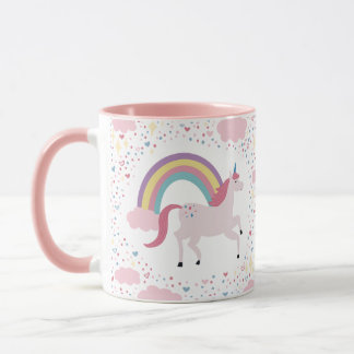 Girls Rosa Unicorn Rainbow Gnistra Mugg