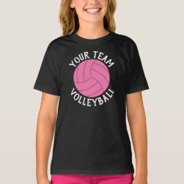 Girls Rosa Volleyball Anpassningsbar Team Namn T-s T Shirt