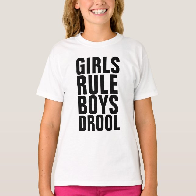 GIRLS RULE BOYS DROOL Kids T-shirts (Framsida)