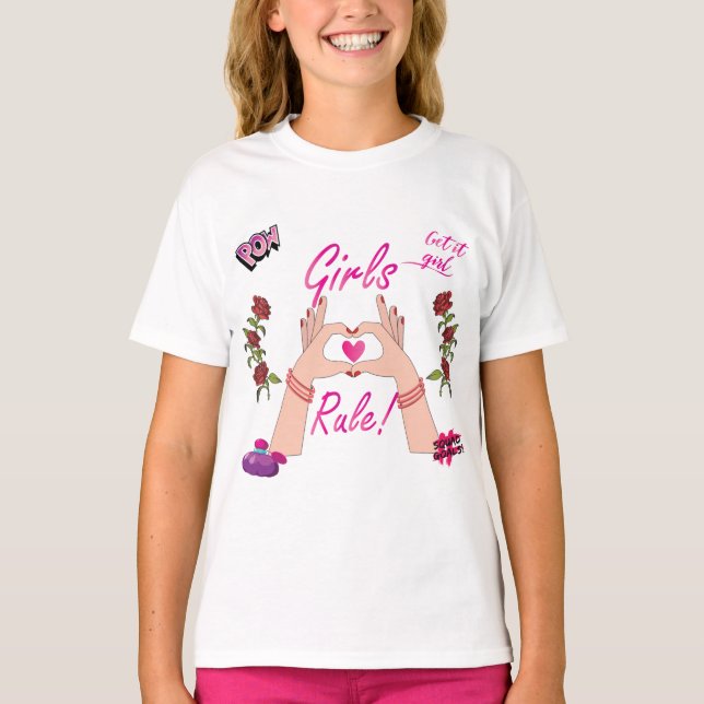 Girls Rule Ruffle T-Shirt (Framsida)