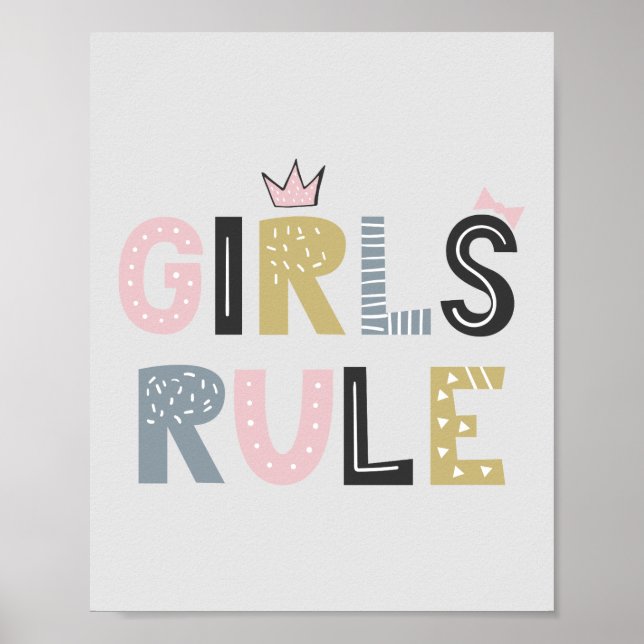 Girls Rule Scandinavian Ord Art Poster (Framsidan)