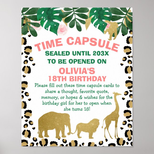 Girls Safari Time Capsule Sign 8x10 inch Poster (Framsidan)