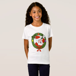 Girls Santa in Wandan Helgdag T-Shirt