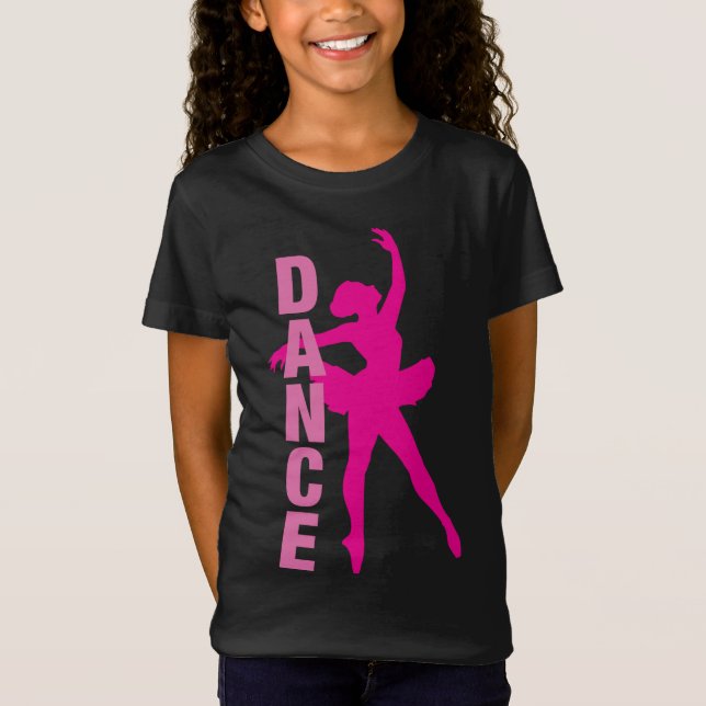 Girls Shock rosa Ballerina Dance T Shirt (Framsida)