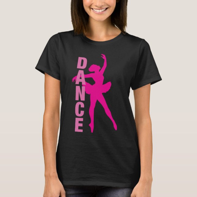Girls Shock rosa Ballerina Dance T Shirt (Framsida)