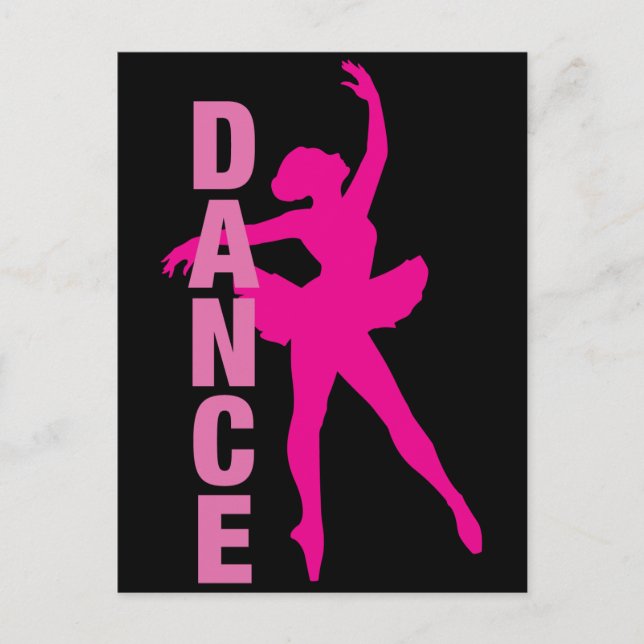Girls Shock rosa Ballerina Dance Vykort (Framsida)