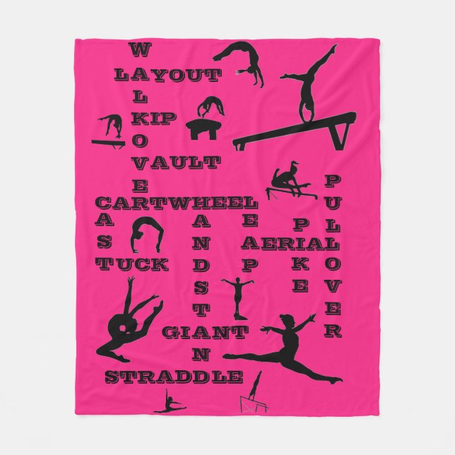 Girls Shock rosa Gymnastics Skills Fleece Blanket (Framsidan)