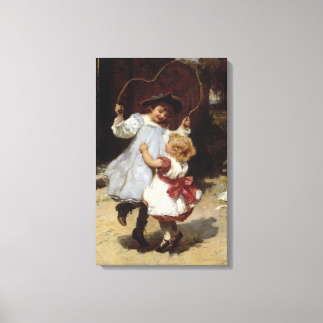 Girls Skickar med en jump Rope Canvastryck (Framsida)