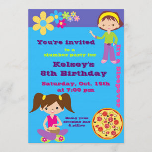 Girls Sleepover Pajama Slumber Party-inbjudan Inbjudningar