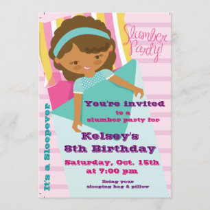 Girls Sleepover Pajama Slumber Party-inbjudan Inbjudningar