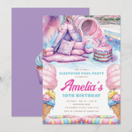 Girls Sleepover Pool Party Inbjudningar
