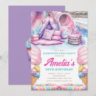 Girls Sleepover Pool Party Inbjudningar