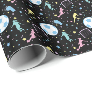 Girls Soccer Silhouettes Stars och Sparkles Presentpapper