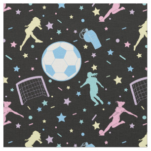 Girls Soccer Silhouettes Stars och Sparkles Tyg