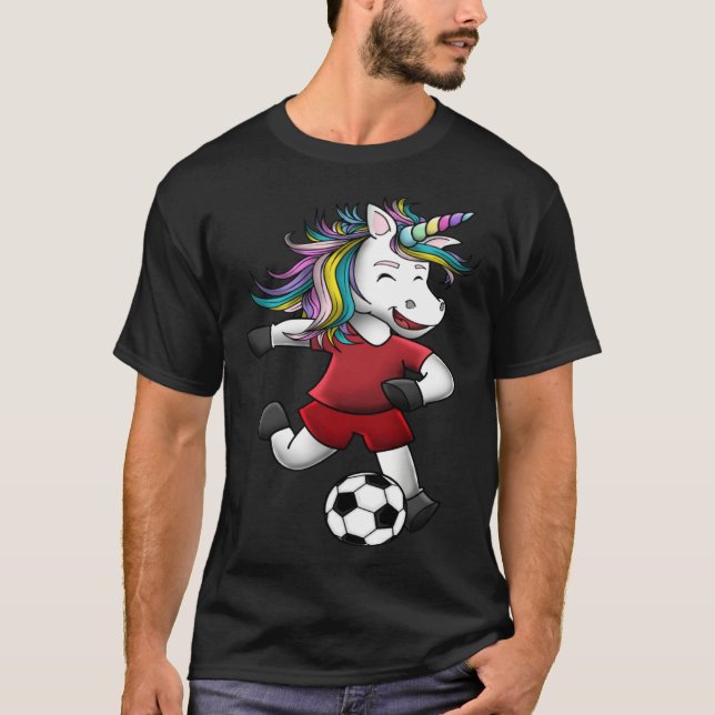Girls Soccer  Unicorn Love  Magical Team T Shirt (Framsida)
