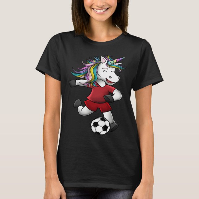 Girls Soccer  Unicorn Love  Magical Team T Shirt (Framsida)