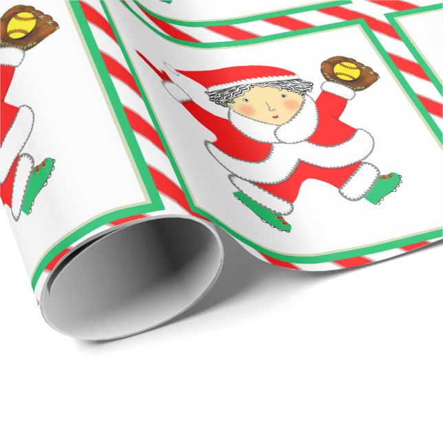Girls Softball Helgdag Gift Presentpapper (Rullad Hörn)