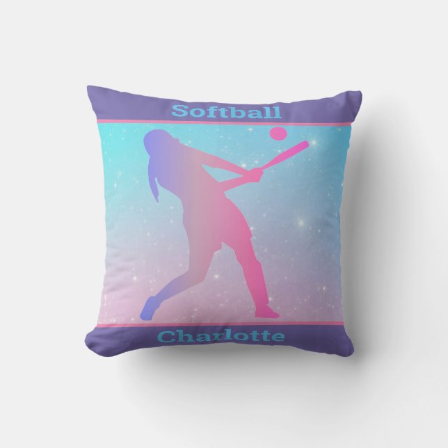 Girls Softball Pastel Dekorativ kudde (Framsida)