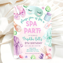 Girls Spa Birthday, Spa Party Birthday Glam Party Inbjudningar