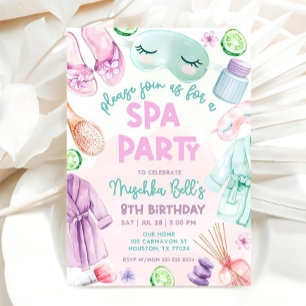 Girls Spa Birthday, Spa Party Birthday Glam Party Inbjudningar