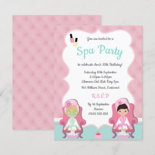 Girls Spa Inbjudan Pamper party Makeup-inbjudan
