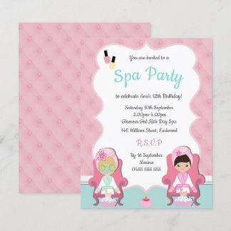 Girls Spa Inbjudan Pamper party Makeup-inbjudan