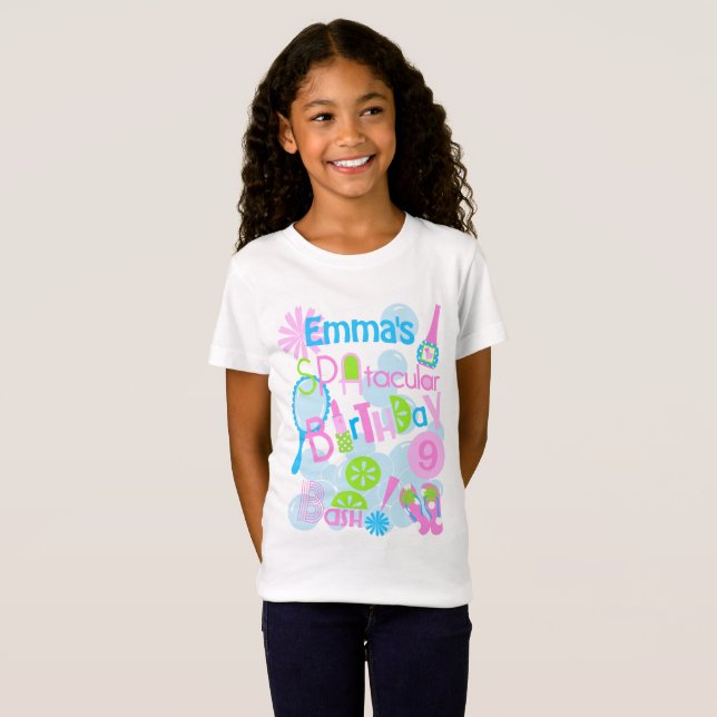 Girls Spa Party Shirt Salon Party Shirt w Makeup Tee Shirt (Hel framsida)