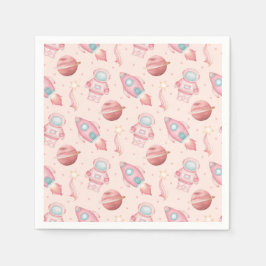 Girls Space Birthday Kids Pink Astronaut Pappersservett