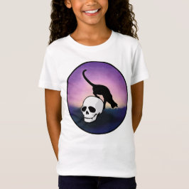 GIRLS SPOOKY SKULL CAT T SHIRT