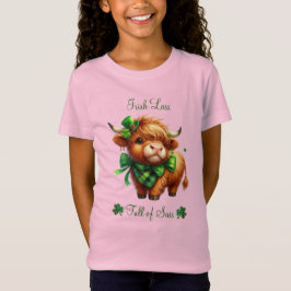 Girls St patrick's day Highland Cow T Shirt