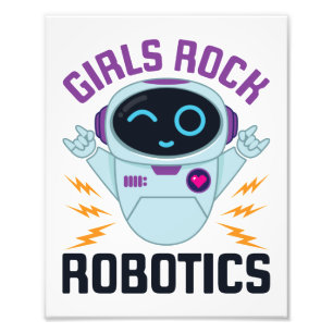 Girls Sten Robotics Cute Robot Team Women Fototryck