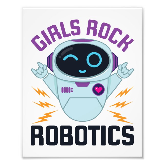 Girls Sten Robotics Cute Robot Team Women Fototryck (Framsidan)
