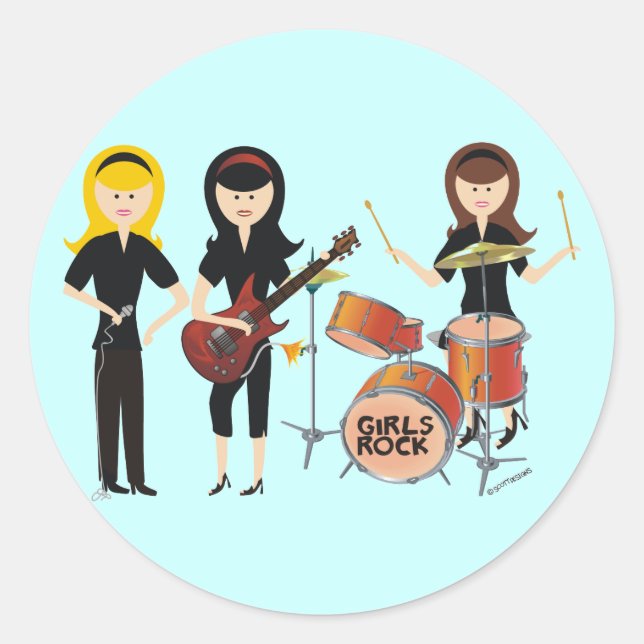 Girls Sten Sticker Runt Klistermärke (Framsida)