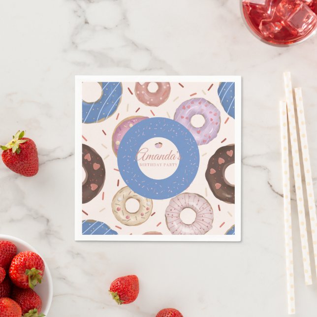 Girls Sweet Donut Pastel Birthday Pappersservett (Insitu)
