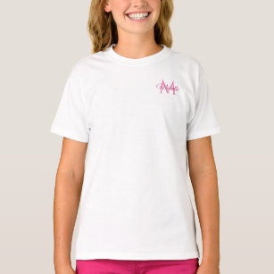 Girls T Shirts Monogram Namn White Rosa Template
