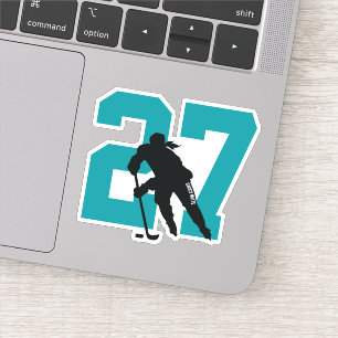 Girls Teal Anpassningsbar Hockey Player-nummer Klistermärken